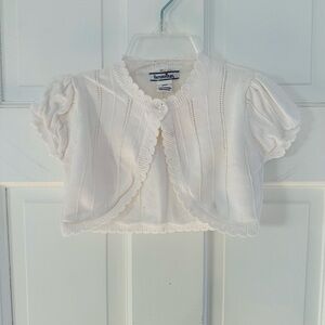 Hartstrings White Kids Short Sleeve Bolero Cardigan